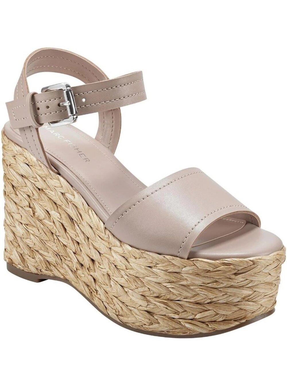 Marc Fisher Womens Burian Platform Wedge Sandals Light Natural Size 9M NIB